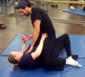 finger twist and hand on groin mount escape